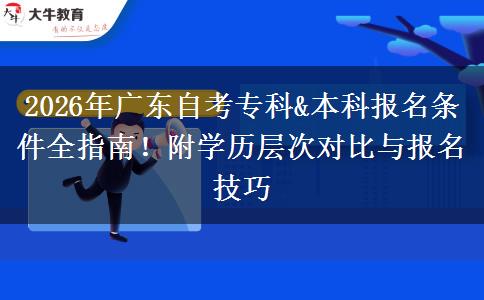 2026年广东自考专科&本科报名条件全指南！附学历层次对比与报名技巧