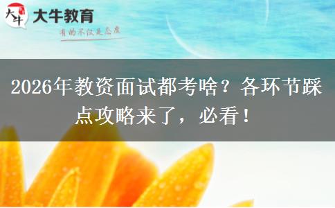 2026年教资面试都考啥？各环节踩点攻略来了，必看！