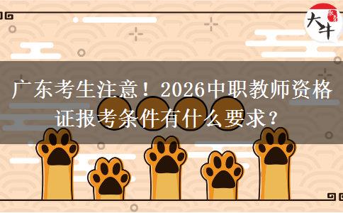 广东考生注意！2026中职教师资格证报考条件有什么要求？