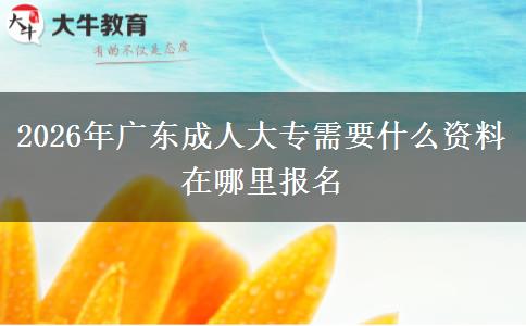 2026年广东成人大专需要什么资料 在哪里报名