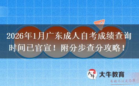 2026年1月广东成人自考成绩查询时间已官宣！附分步查分攻略！