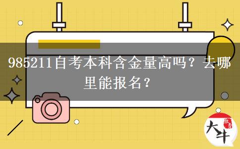 985211自考本科含金量高吗？去哪里能报名？