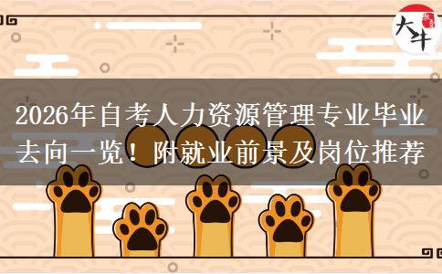 2026年自考人力资源管理专业毕业去向一览！附就业前景及岗位推荐
