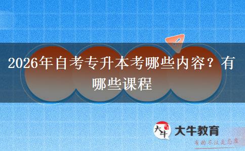 2026年自考专升本考哪些内容？有哪些课程