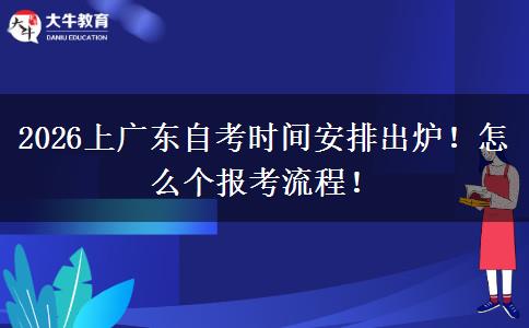 2026上广东自考时间安排出炉！怎么个报考流程！