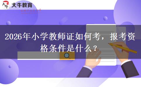2026年小学教师证如何考，报考资格条件是什么？