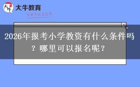 2026年报考小学教资有什么条件吗？哪里可以报名呢？
