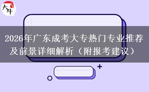 2026年广东成考大专热门专业推荐及前景详细解析（附报考建议）