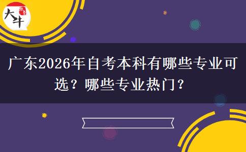 广东2026年自考本科有哪些专业可选？哪些专业热门？
