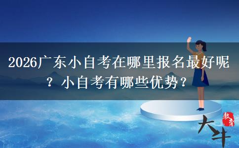 2026广东小自考在哪里报名最好呢？小自考有哪些优势？