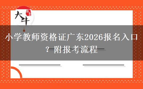 小学教师资格证广东2026报名入口？附报考流程