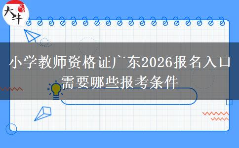 小学教师资格证广东2026报名入口 需要哪些报考条件