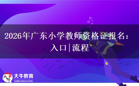 2026年广东小学教师资格证报名：入口|流程