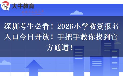 深圳考生必看！2026小学教资报名入口今日开放！手把手教你找到官方通道！