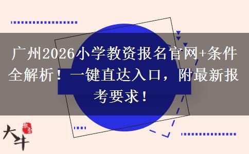 广州2026小学教资报名官网+条件全解析！一键直达入口，附最新报考要求！