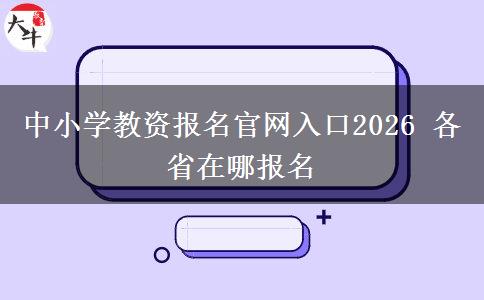中小学教资报名官网入口2026 各省在哪报名