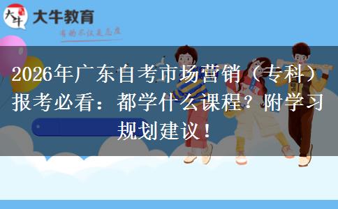 2026年广东自考市场营销（专科）报考必看：都学什么课程？附学习规划建议！