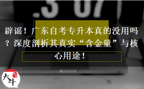 辟谣！广东自考专升本真的没用吗？深度剖析其真实“含金量”与核心用途！