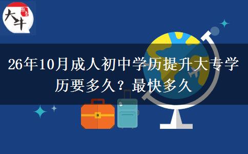 26年10月成人初中学历提升大专学历要多久？最快多久