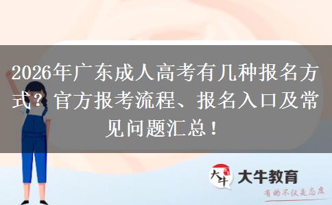 2026年广东成人高考有几种报名方式？官方报考流程、报名入口及常见问题汇总！