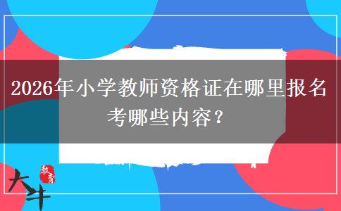 2026年小学教师资格证在哪里报名 考哪些内容？