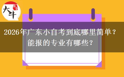2026年广东小自考到底哪里简单？能报的专业有哪些？