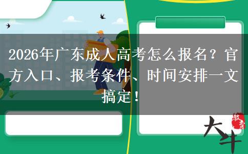 2026年广东成人高考怎么报名？官方入口、报考条件、时间安排一文搞定！