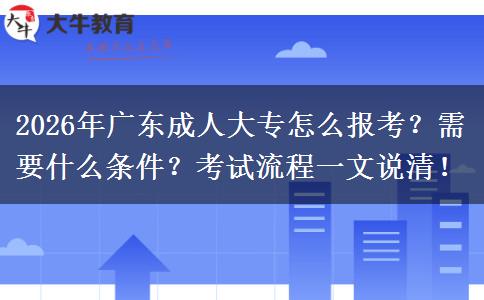 2026年广东成人大专怎么报考？需要什么条件？考试流程一文说清！