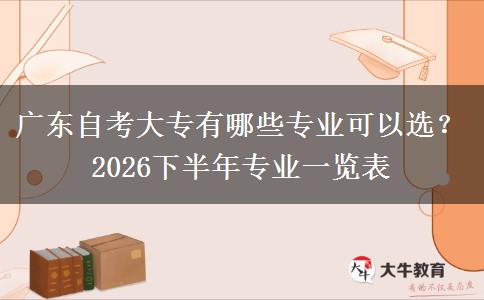 广东自考大专有哪些专业可以选？2026下半年专业一览表