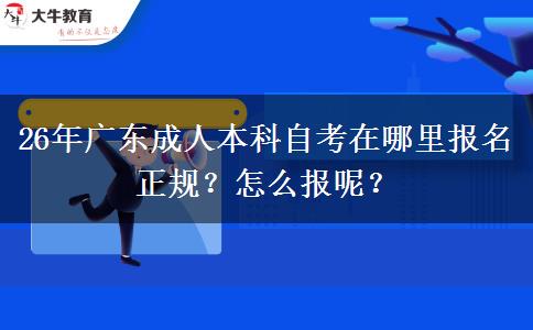 26年广东成人本科自考在哪里报名正规？怎么报呢？