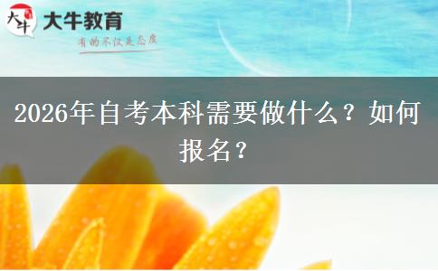 2026年自考本科需要做什么？如何报名？