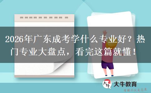 2026年广东成考学什么专业好？热门专业大盘点，看完这篇就懂！