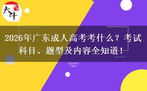 2026年广东成人高考考什么？考试科目、题型及内容全知道！