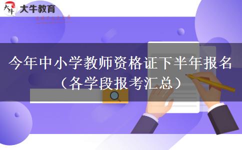 今年中小学教师资格证下半年报名（各学段报考汇总）
