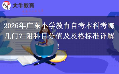 2026年广东小学教育自考本科考哪几门？附科目分值及及格标准详解！