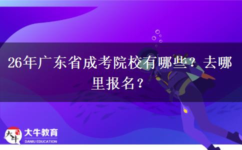 26年广东省成考院校有哪些？去哪里报名？