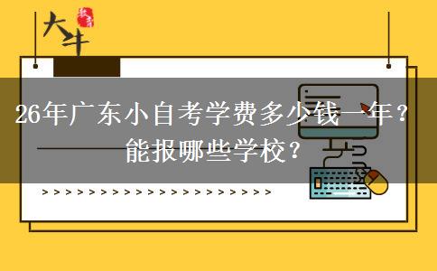 26年广东小自考学费多少钱一年？能报哪些学校？