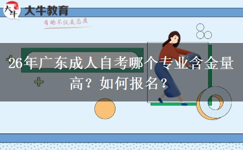 26年广东成人自考哪个专业含金量高？如何报名？