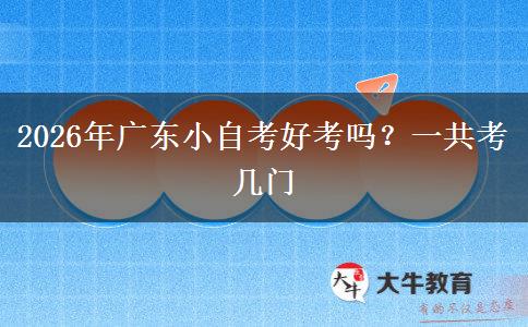 2026年广东小自考好考吗？一共考几门