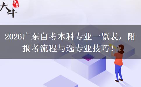 2026广东自考本科专业一览表，附报考流程与选专业技巧！