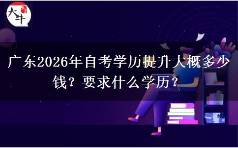 广东2026年自考学历提升大概多少钱？要求什么学历？