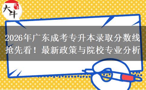 2026年广东成考专升本录取分数线抢先看！最新政策与院校专业分析