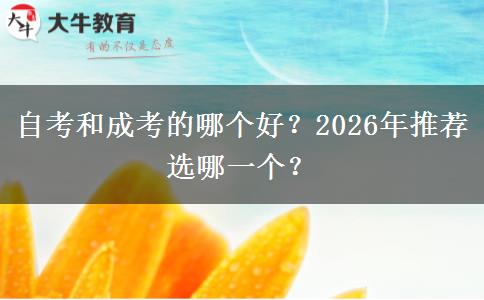 自考和成考的哪个好？2026年推荐选哪一个？
