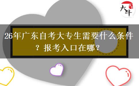 26年广东自考大专生需要什么条件？报考入口在哪？