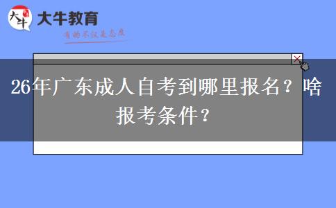 26年广东成人自考到哪里报名？啥报考条件？