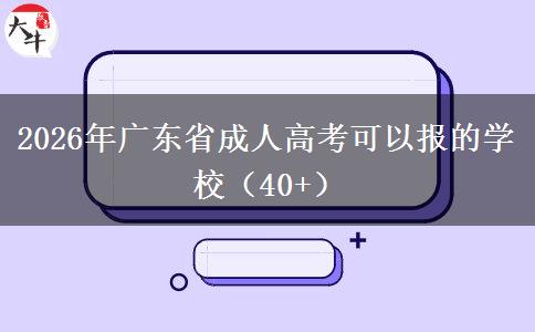 2026年广东省成人高考可以报的学校（40+）