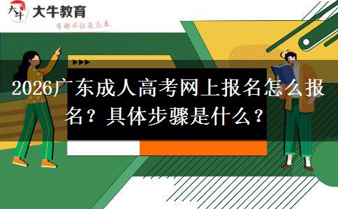 2026广东成人高考网上报名怎么报名？具体步骤是什么？