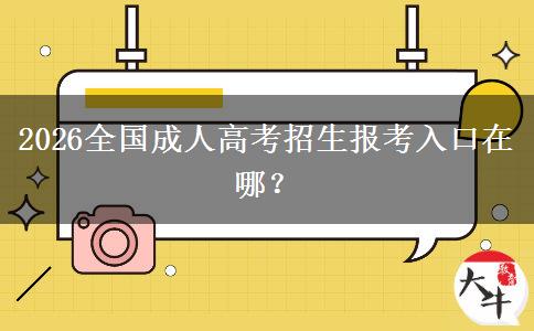 2026全国成人高考招生报考入口在哪？