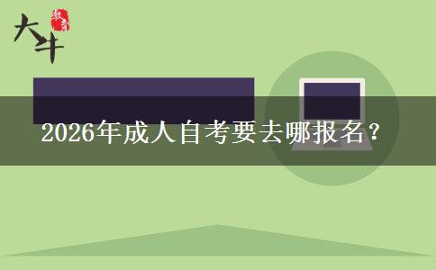 2026年成人自考要去哪报名？