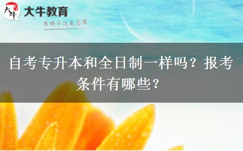 自考专升本和全日制一样吗？报考条件有哪些？